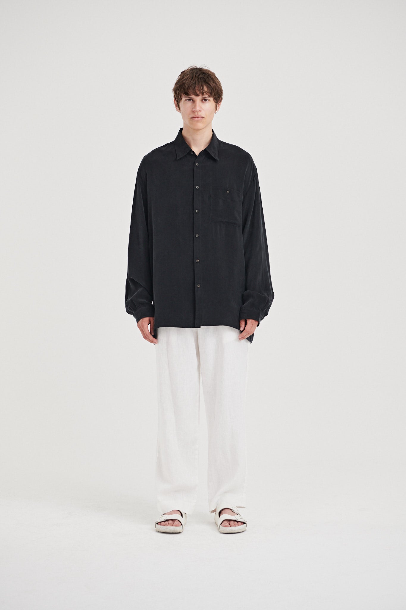 NOIRER ■ Wool Silk Loose Luxe Shirt MUSINSA | NOIRER Wool Silk Loose Luxe Shirt (Black)