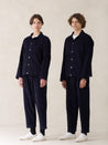 oftt - 08 - Pleated Corduroy Trousers & Jacket- navy- organic cotton