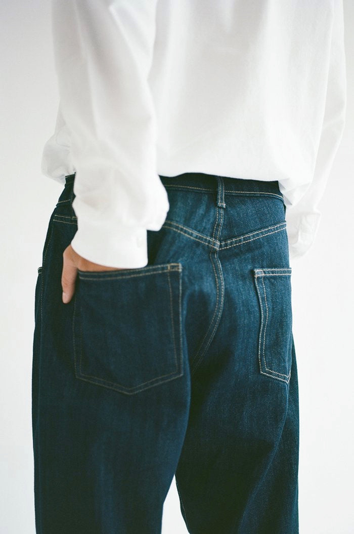 oftt often raw denim jeans and jacket grown with rainwater
