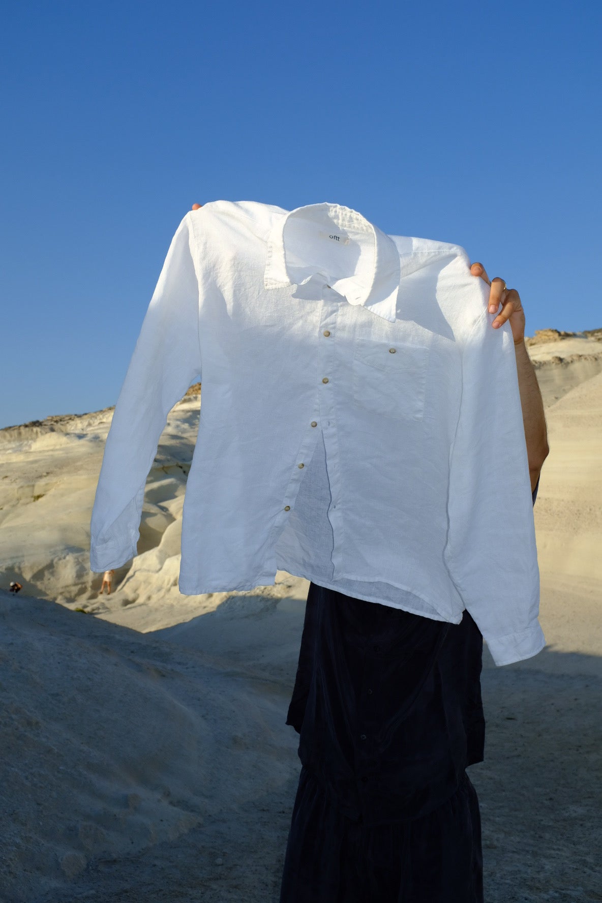 oftt spring summer 2023 linen 90s oversized shirt white / greek islands