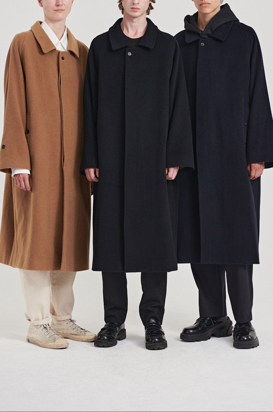 oftt cashmere wool oversized long coat black navy camel
