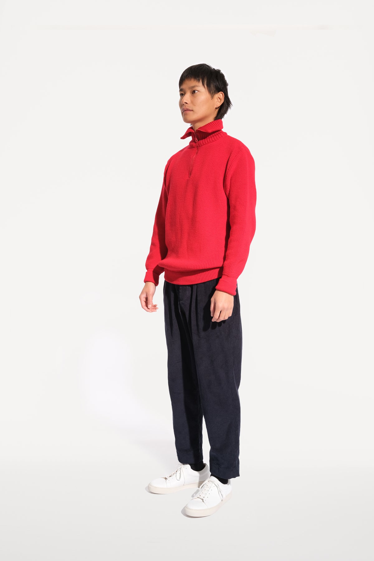 oftt - 04 - half-zip heavy knit  jumper - red - merino wool - image 1