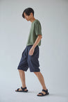oftt - 07 - Pleated Shorts-navy- wool blend