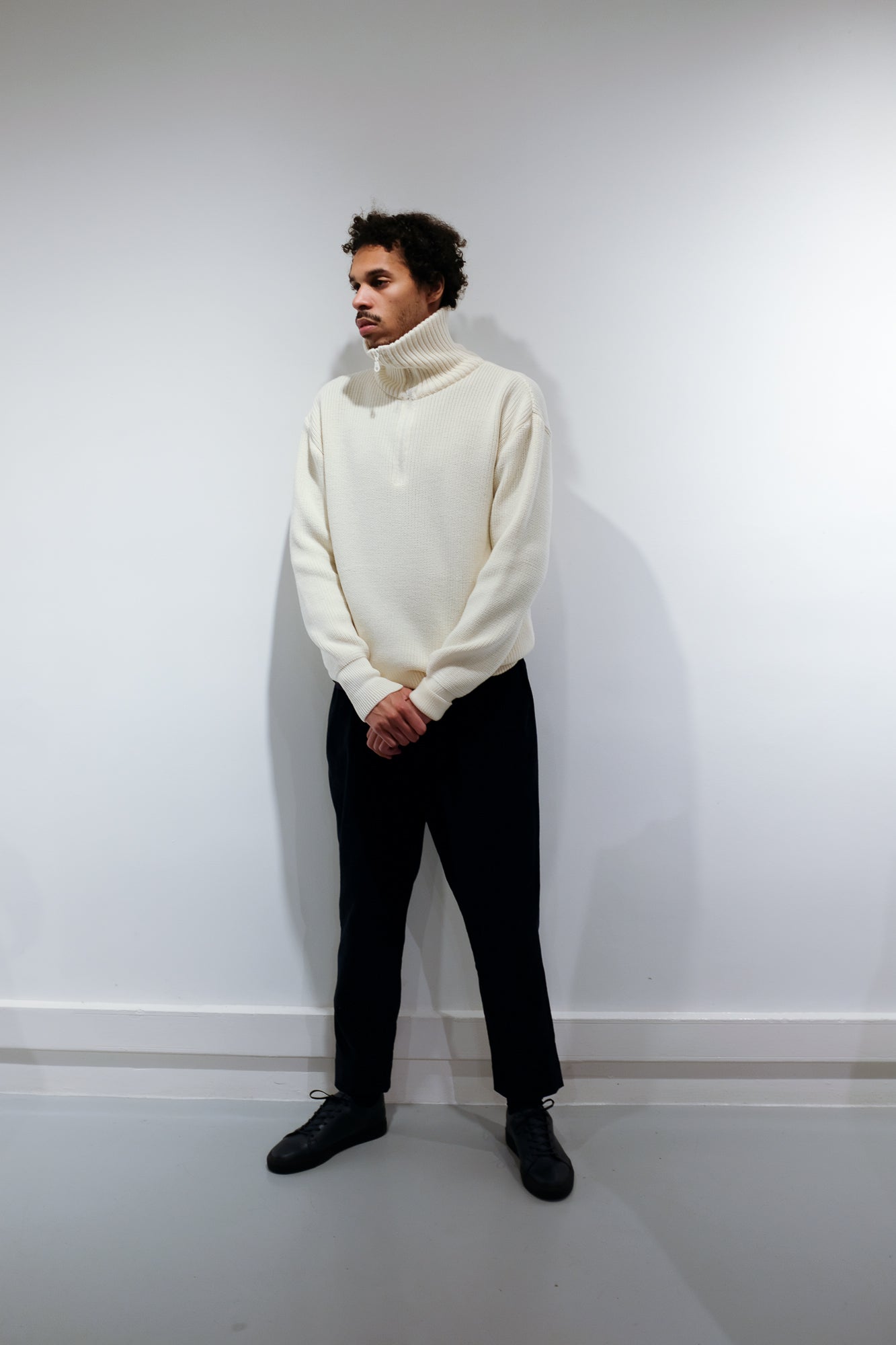 oftt - 04 - half-zip heavy knit  jumper - white - merino wool - image 6