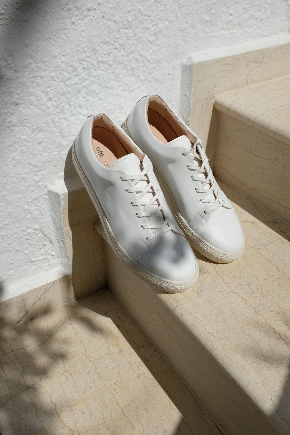 oftt - 00 - vegan trainers white-natural rubber sole, organic cotton shoe laces and recycled foam insole